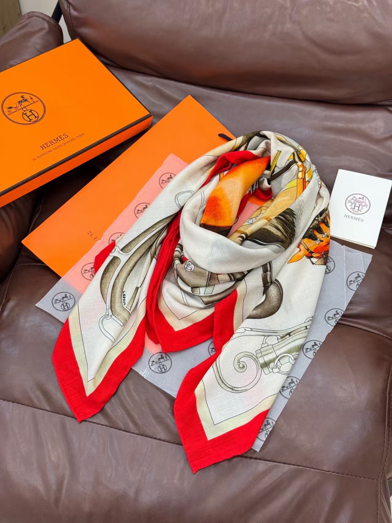 HERMES Velvet Reversible Shawl