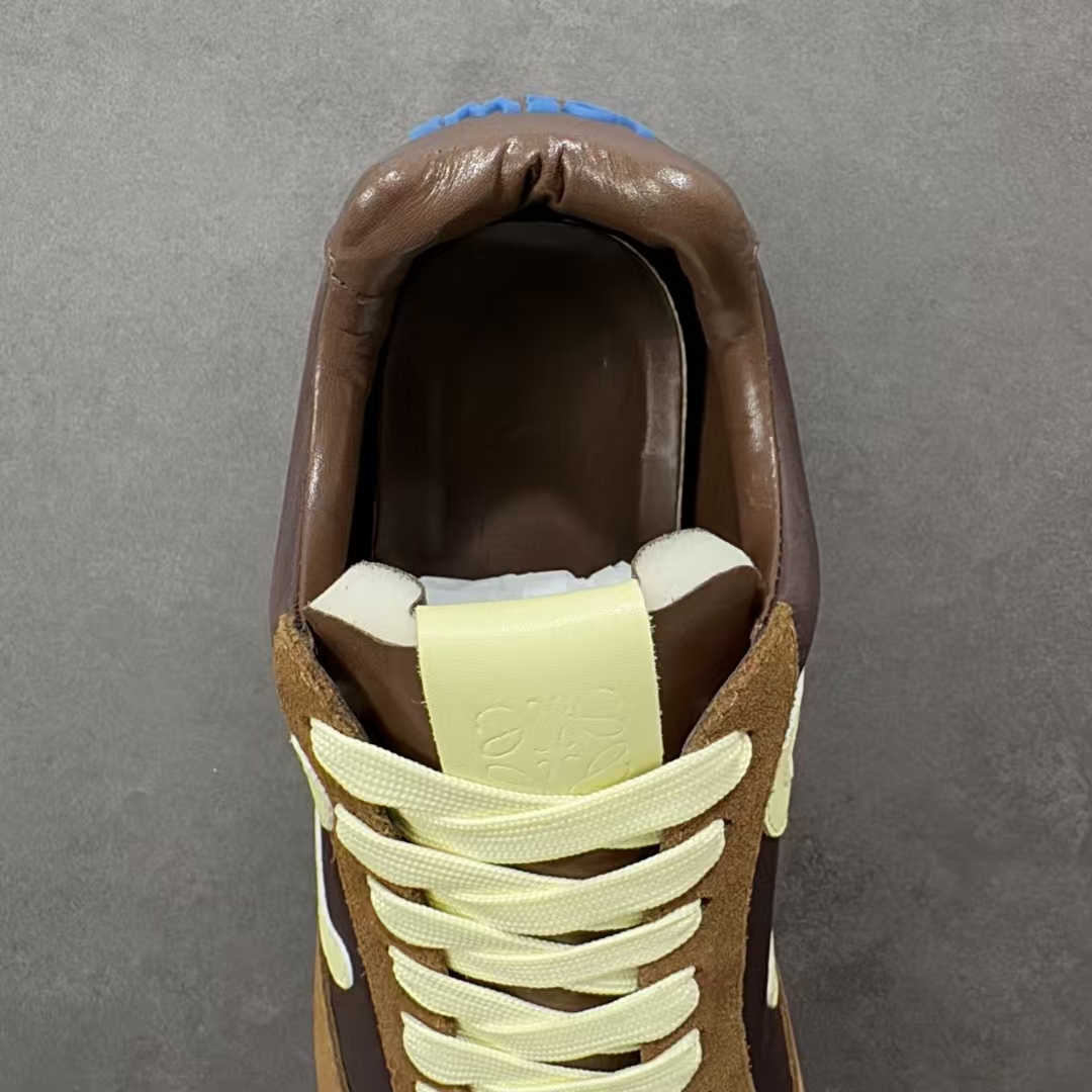 LOEWE Balletrunner Blue, Brown & Green | Leather Panel Casual Sneakers