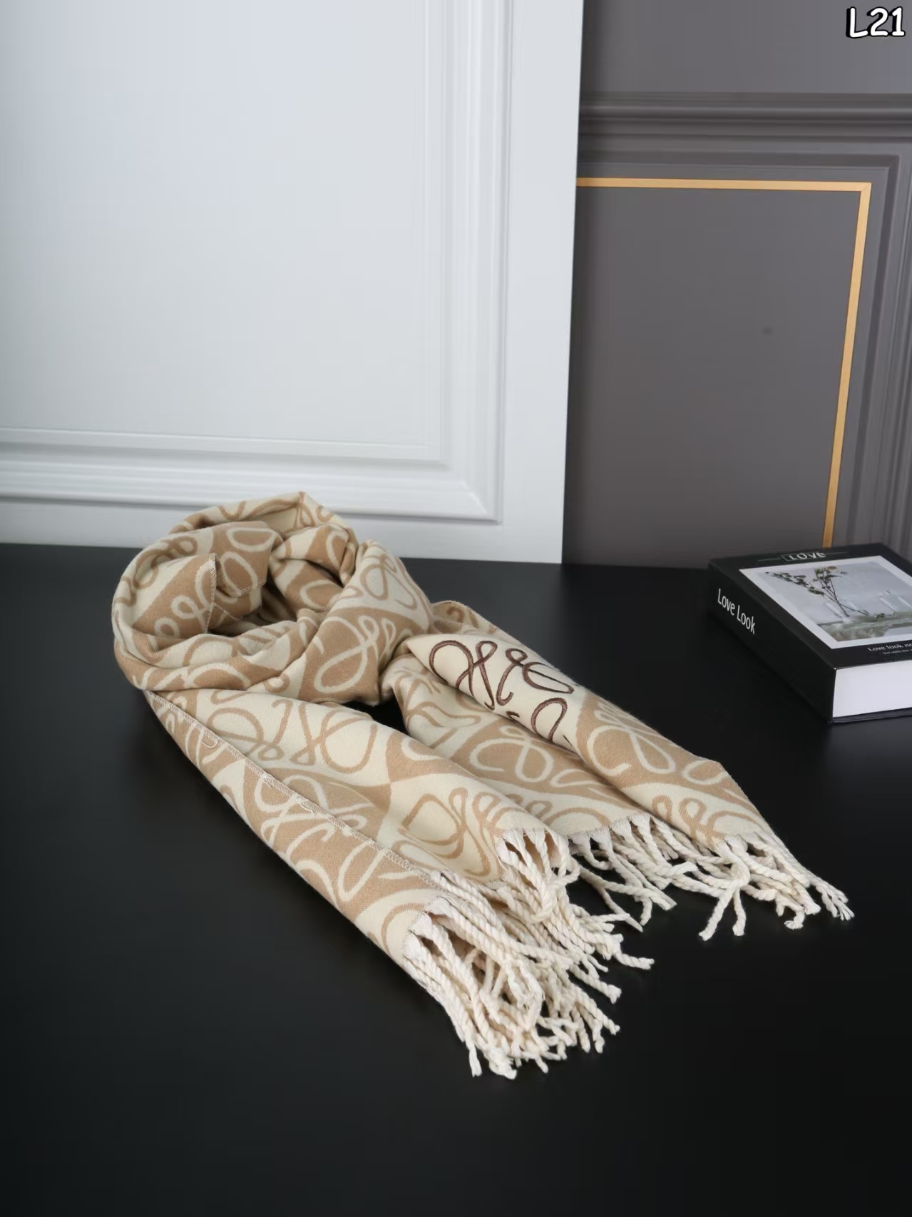 LOEWE Reversible Check Pattern Cashmere Scarf