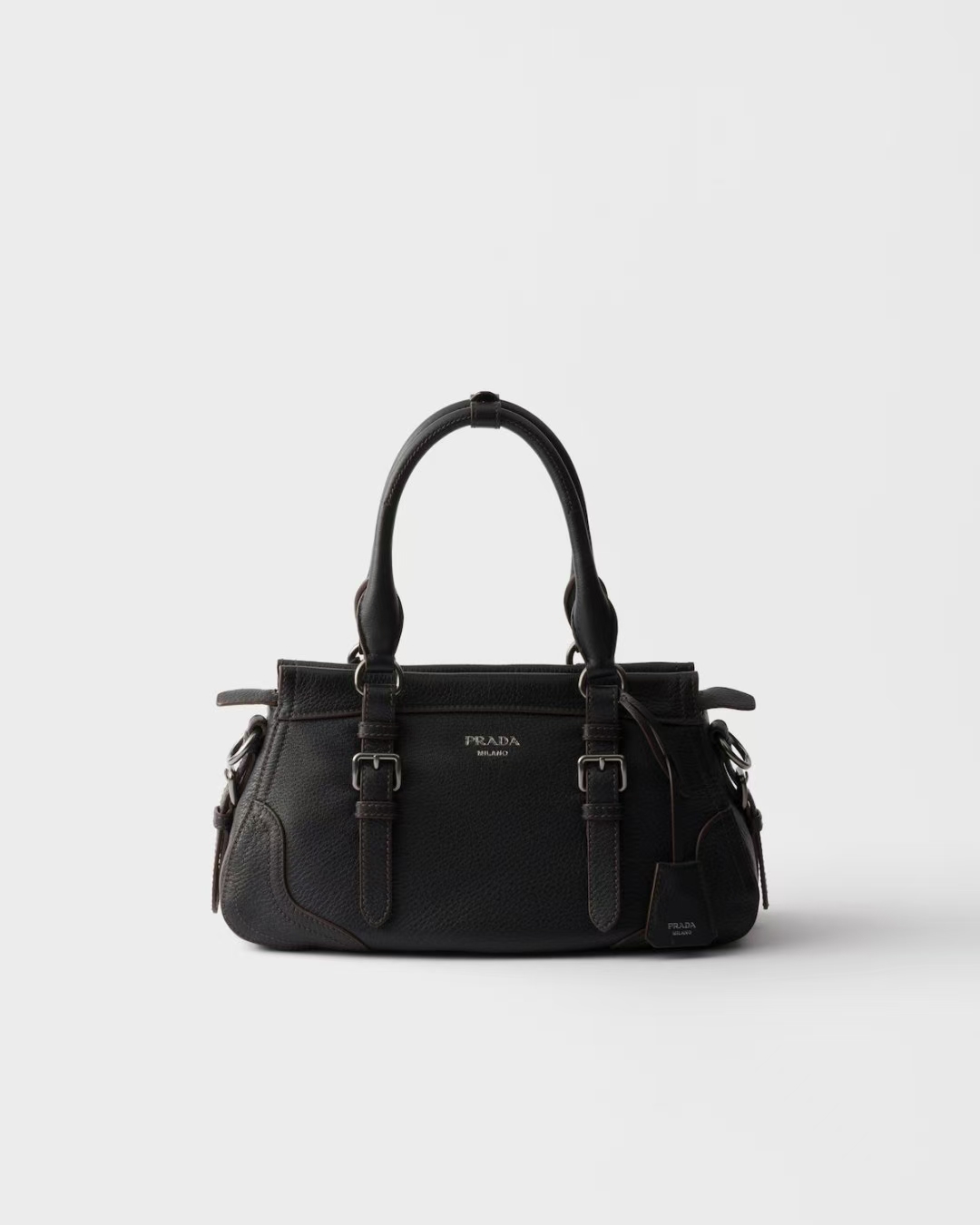 Prada Black Large Leather Tote | Travel-Inspired, Textured Leather & Reinforced Corners