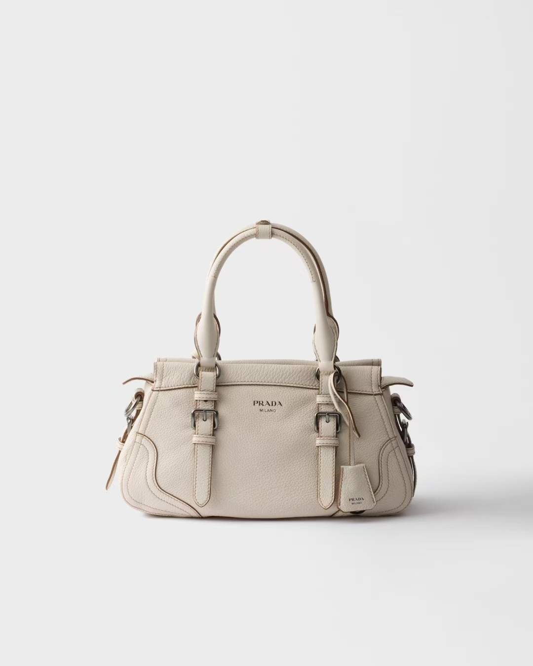 Prada Chalk White Large Leather Tote | Pure Modern Aesthetic, Travel-Inspired Design
