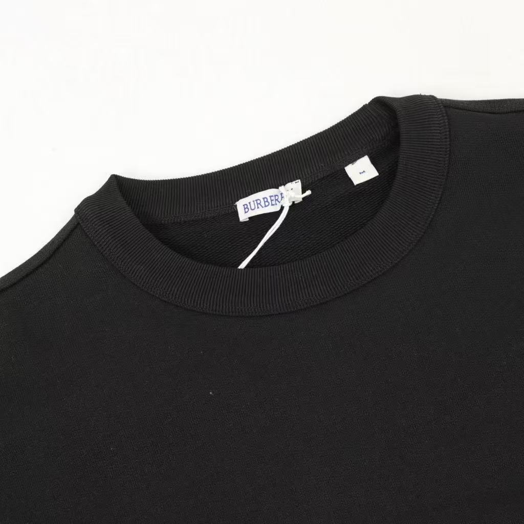 Black Burberry Cotton Sweatshirt with Check Label