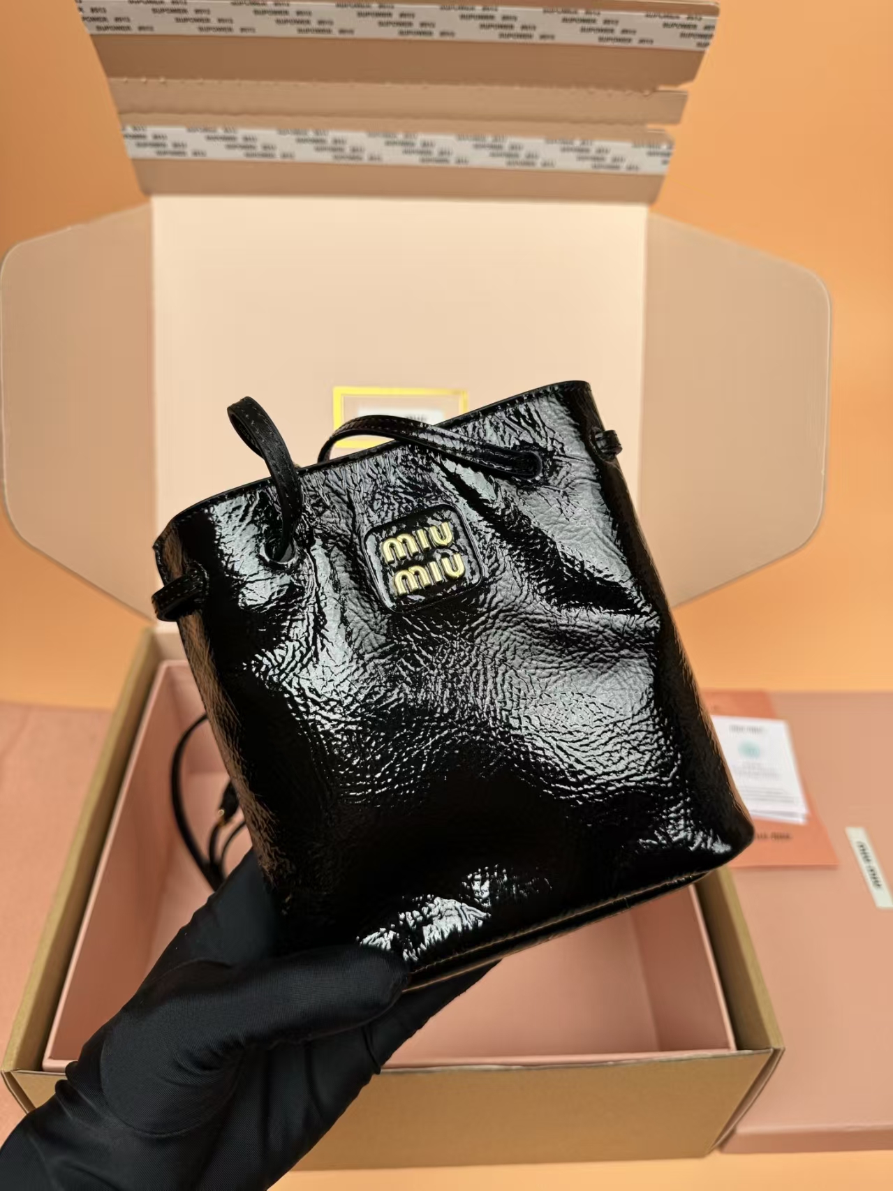 Miu Miu Nappa Patent Lambskin Tote Bag