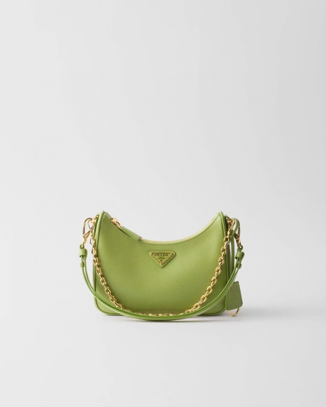 Prada Grass Green Re-Edition Saffiano Leather Mini Bag | Detachable Chain & Leather Handles