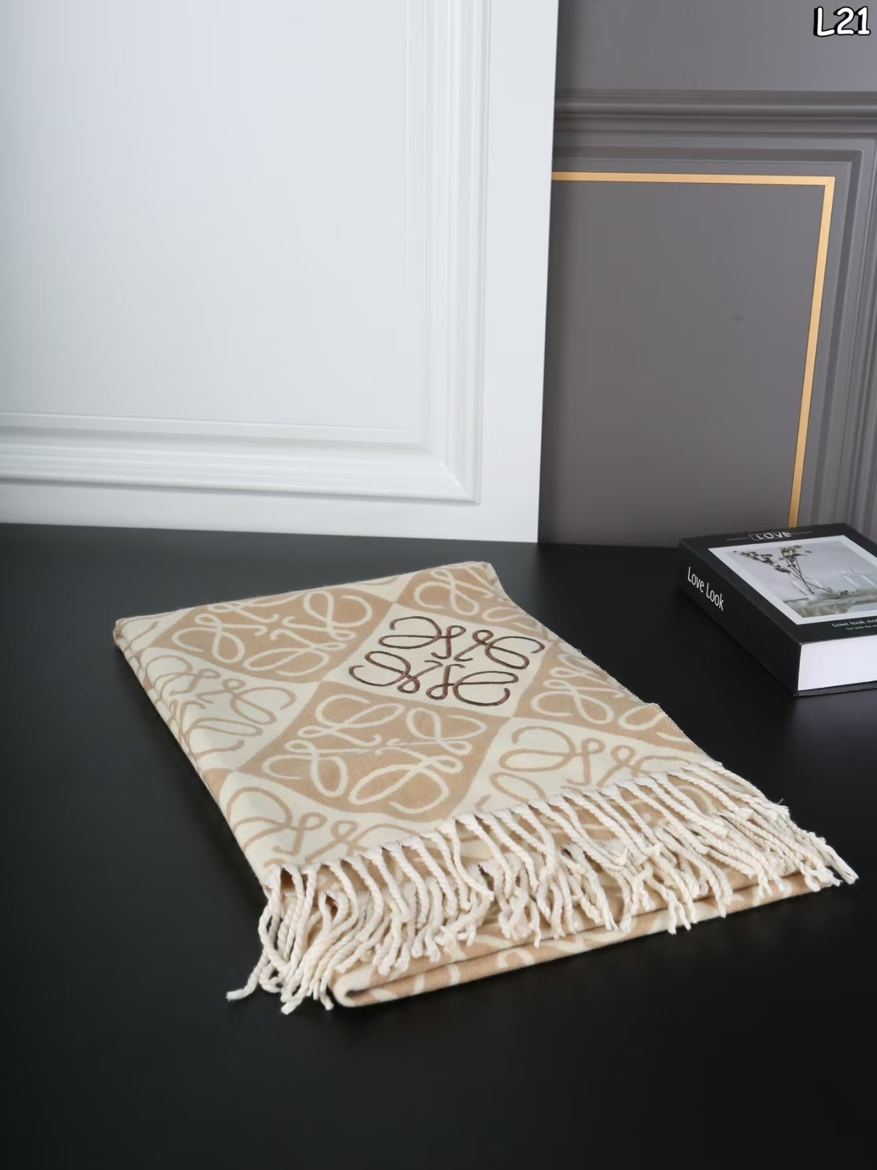 LOEWE Reversible Check Pattern Cashmere Scarf