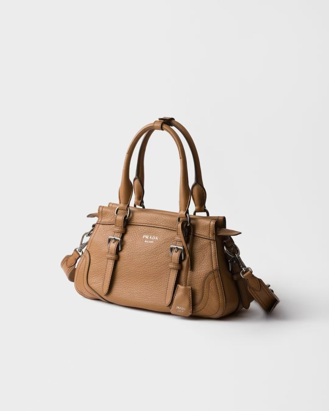 Prada Caramel Large Leather Tote | Warm Vintage Hue, Travel-Inspired Design & Textured Leather