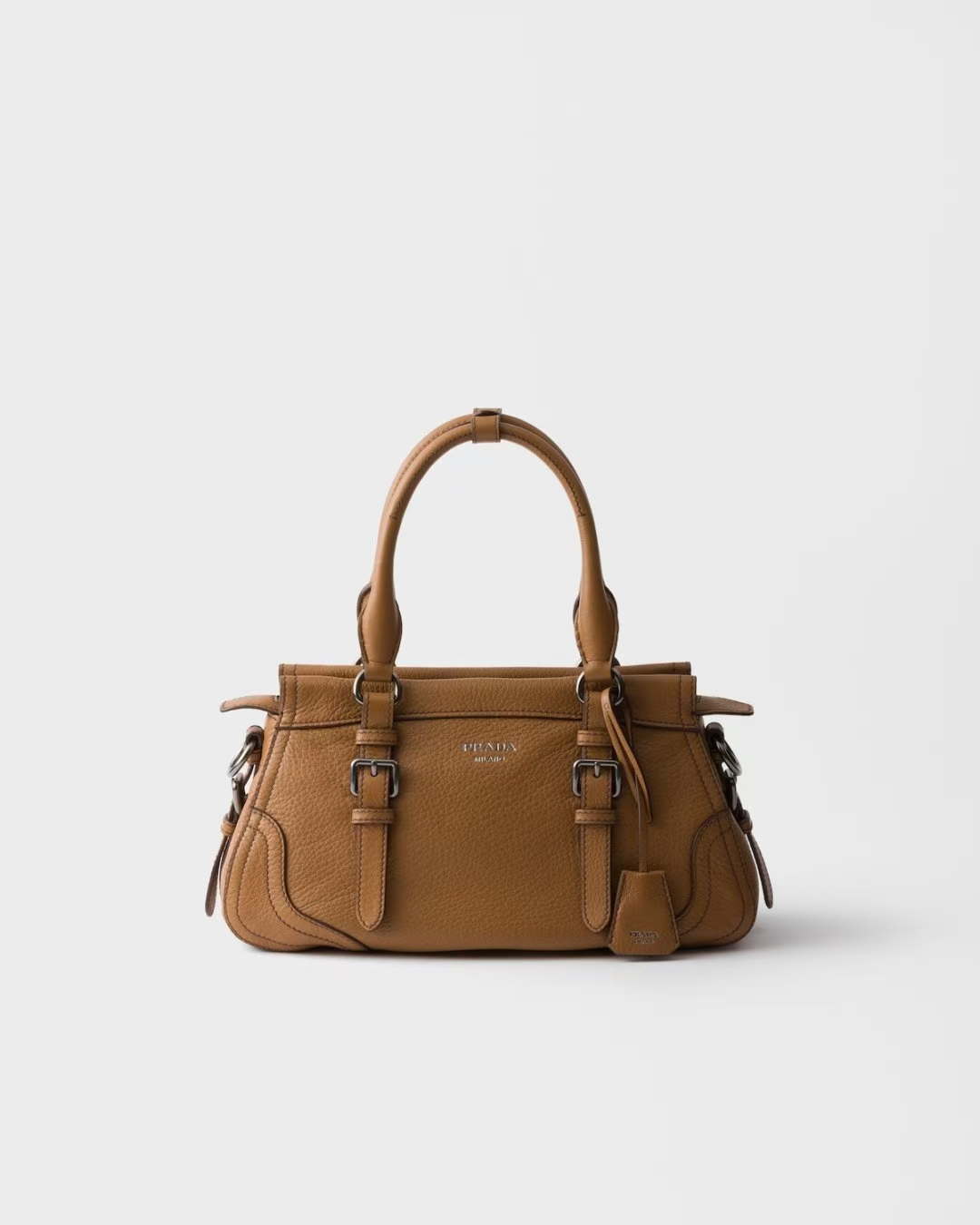 Prada Caramel Large Leather Tote | Warm Vintage Hue, Travel-Inspired Design & Textured Leather