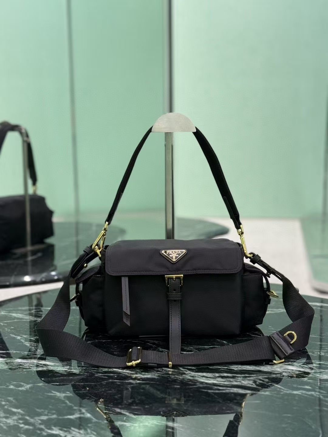 Prada Ruby Mini Enchaîné Suede Leather Bag | Ombré Gradient & Chain Handle