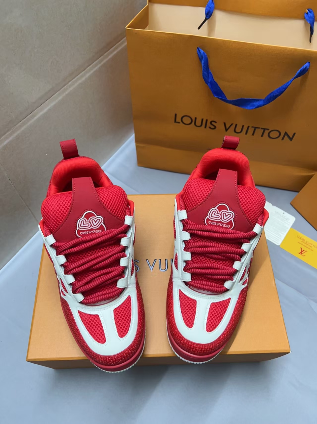 LOUIS VUITTON Monogram Floral Side Accent in White & Red | Leather & Embroidery Collection