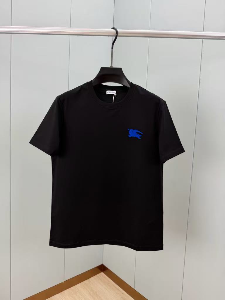 Black Burberry Cotton T-Shirt - Short Sleeve Crewneck Tee