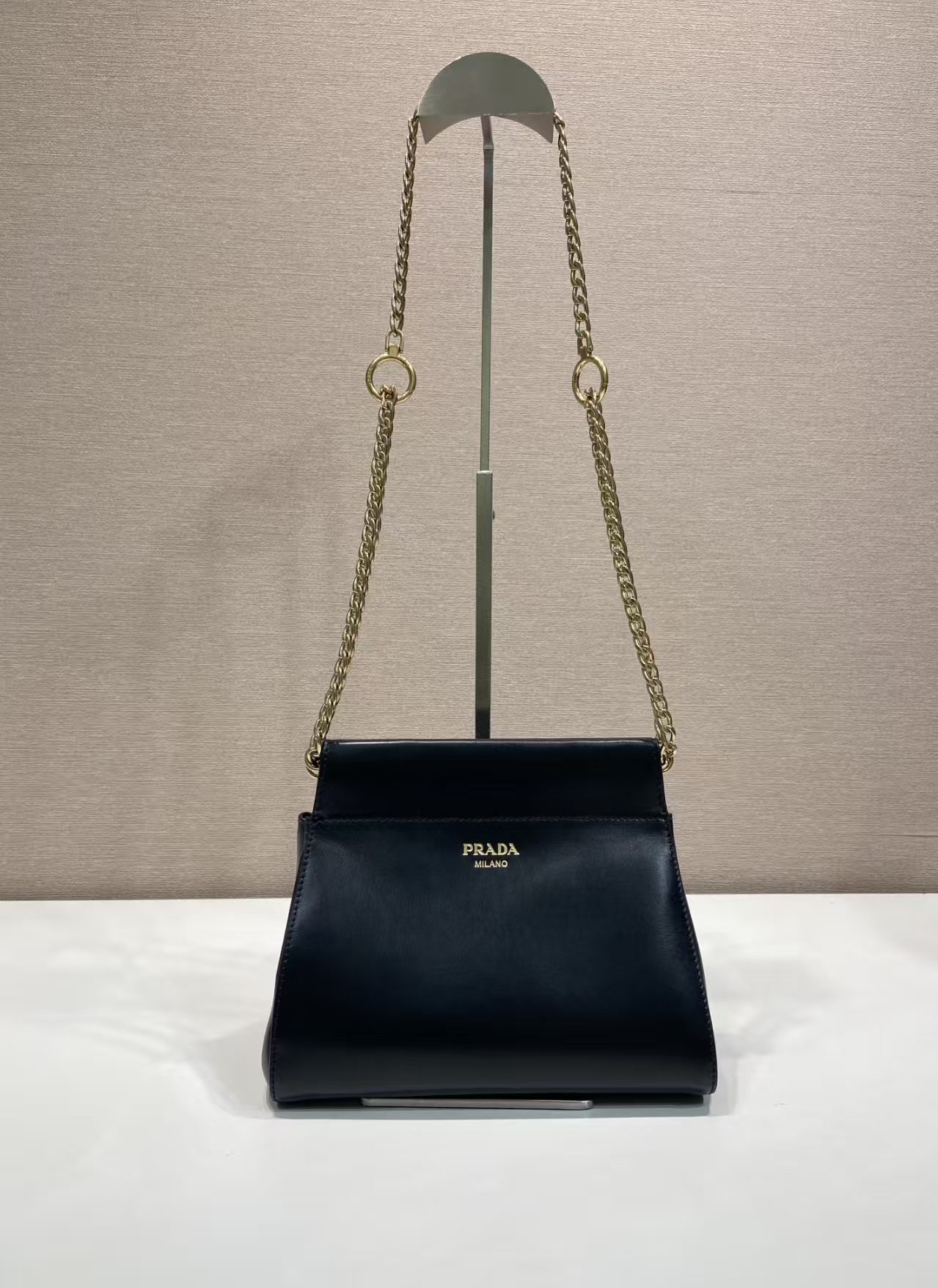 Prada Black Mini Enchaîné Leather Bag | Chain Top Handle & Modern Vintage Silhouette