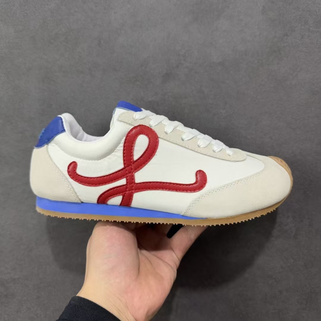 LOEWE Balletrunner Blue, White & Red | Leather Panel Casual Sneakers