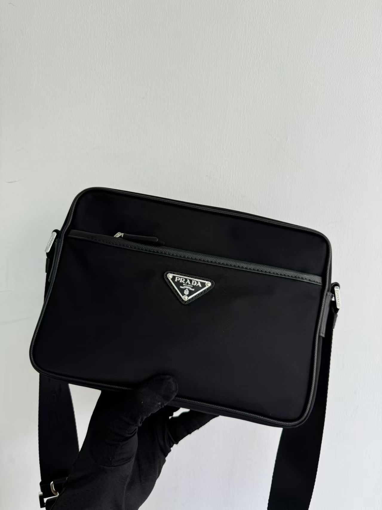 Prada Black Re-Nylon Shoulder Bag | Streetwear Style, Detachable Pouch & Recycled Material