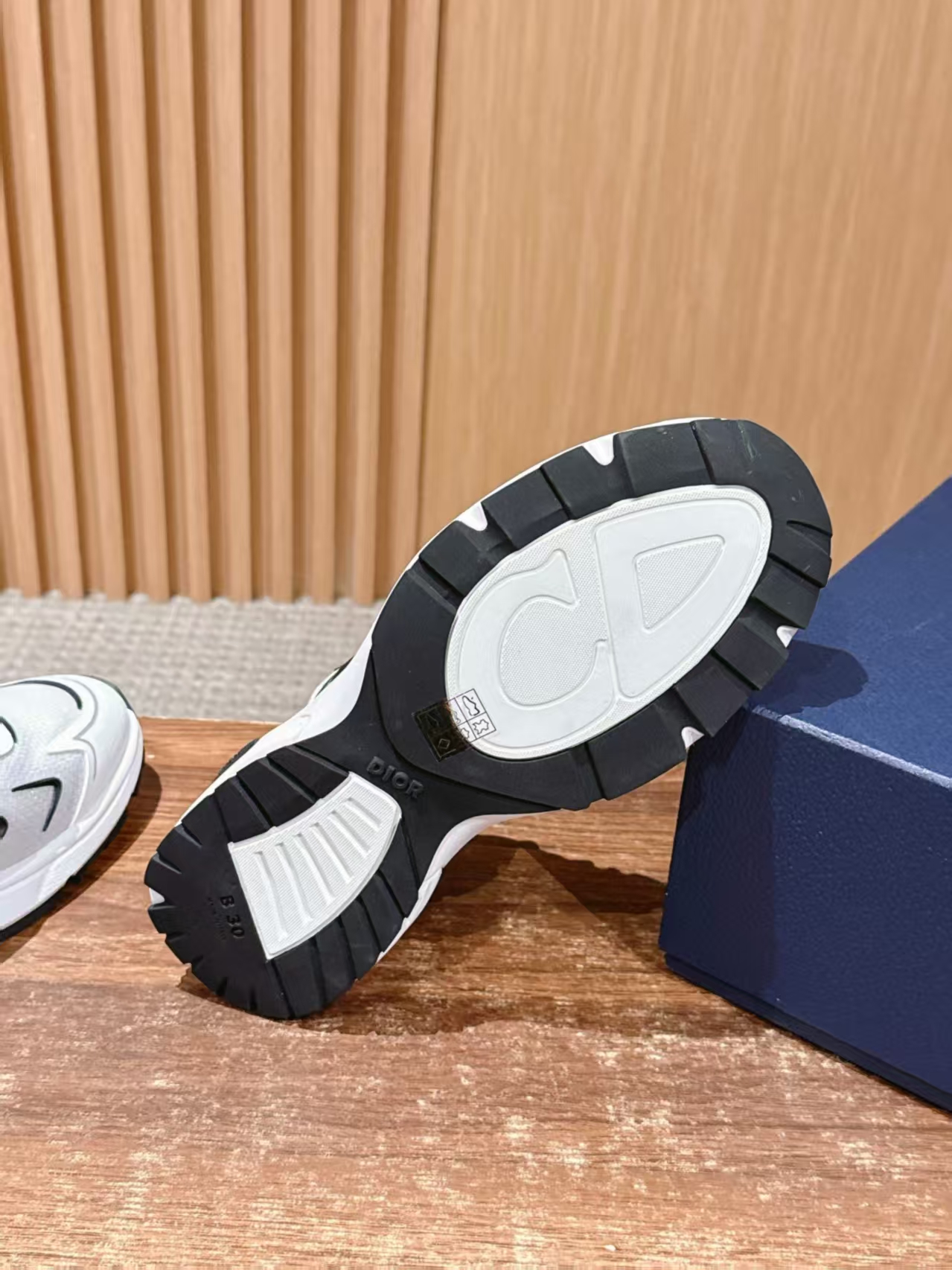 Christian Dior B30 White & Black Leather & Mesh Casual Sneaker