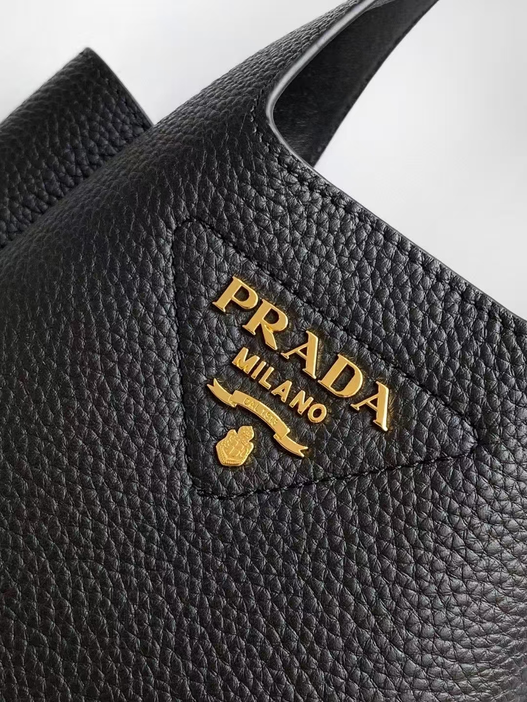 Prada Black Leather Mini Bag | Deconstructed Silhouette & Reverse Stitching