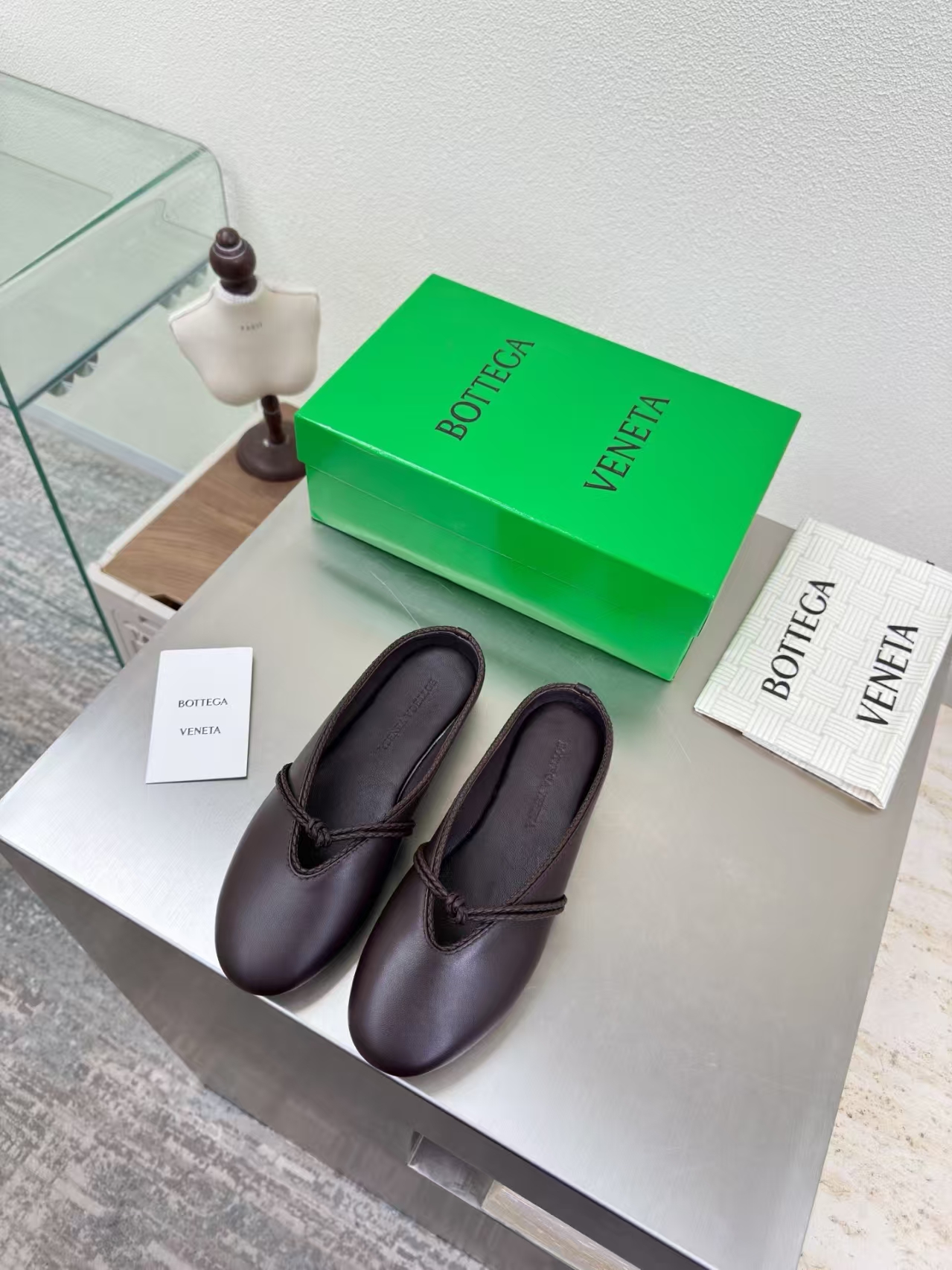 Bottega Veneta Black Knotted Mary Jane Lambskin Ballet Flat