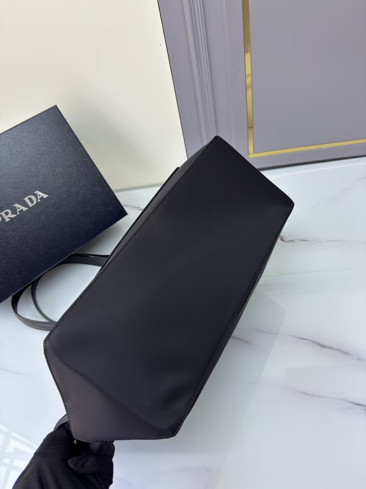 Prada Black Re-Edition 1978 Medium Tote | Recycled Nylon & Saffiano Leather