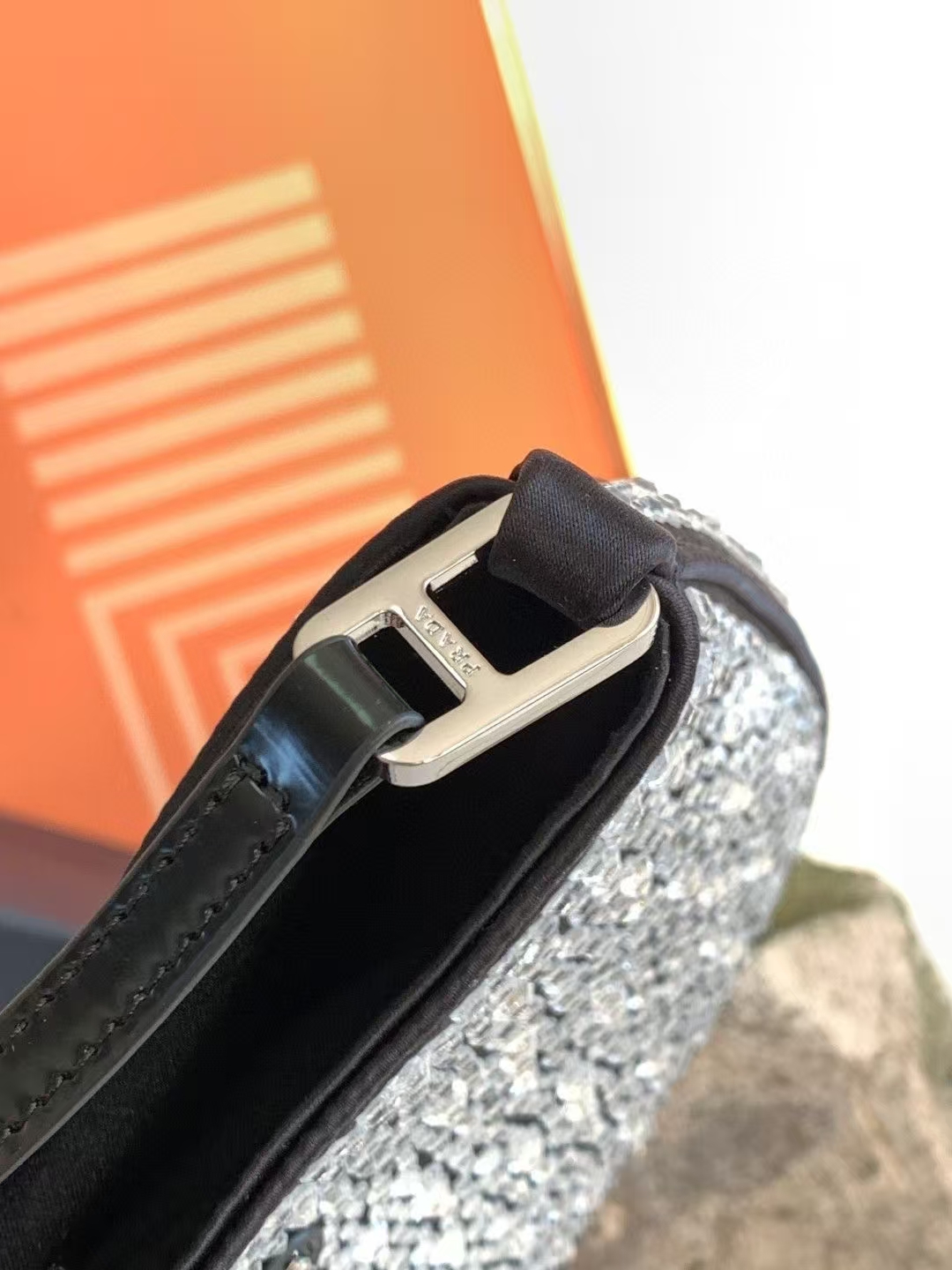 Prada Metallic Crystal-Embellished Satin Cleo Shoulder Bag | Full Swarovski Cover & Vintage Curve