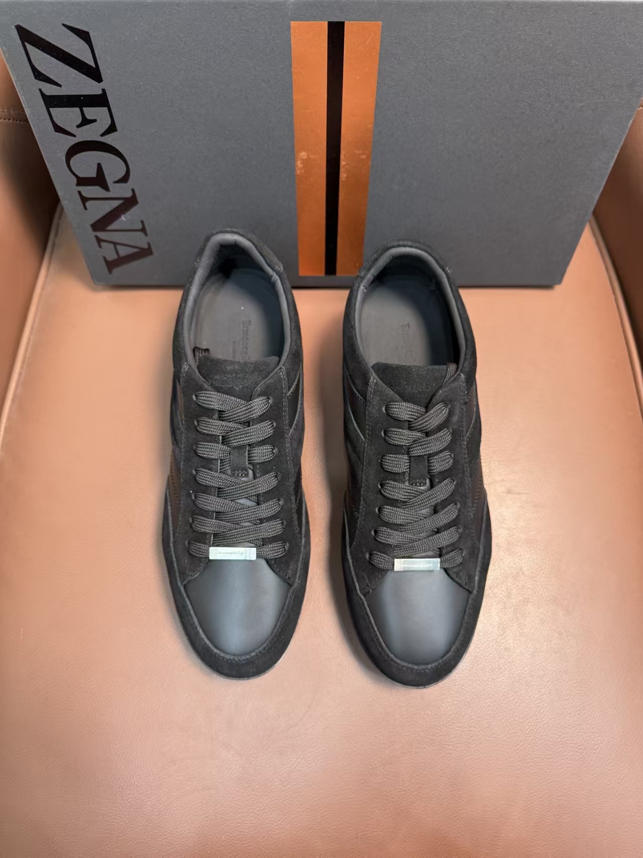 Zegna Triole Stitcht Monte Black Suede Casual Sneaker