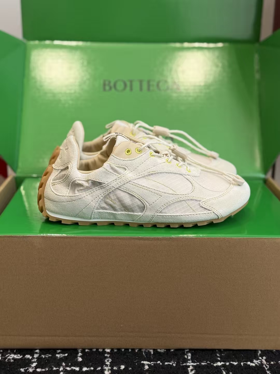 Bottega Veneta Spring-Summer Retro Sneaker in White | Tech Nylon & Suede