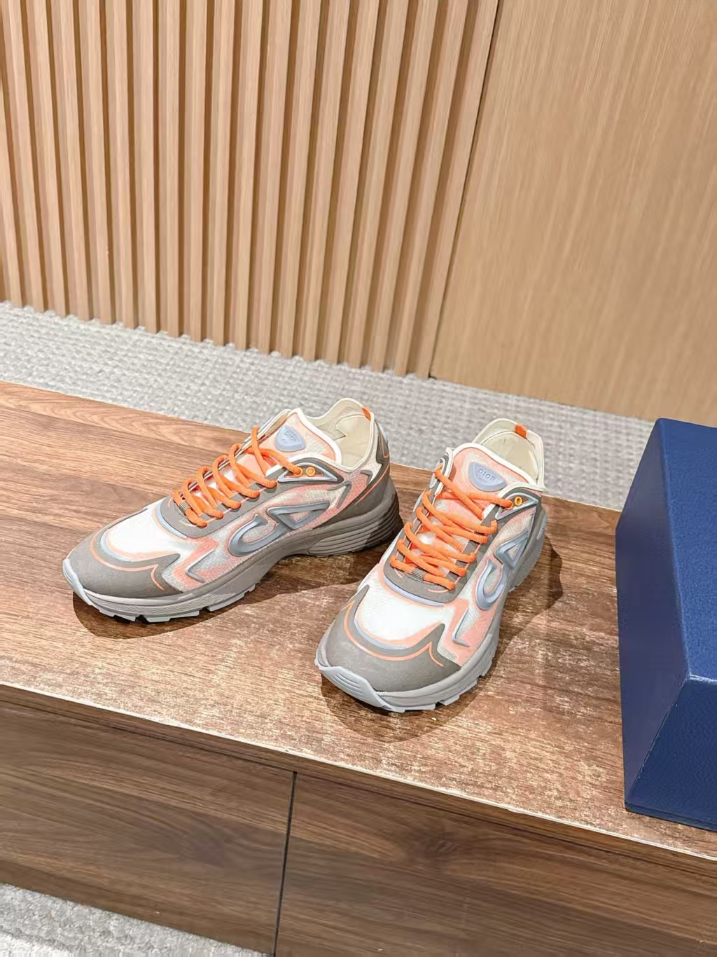 Christian Dior B30 Grey & Light Pink Leather & Mesh Casual Sneaker