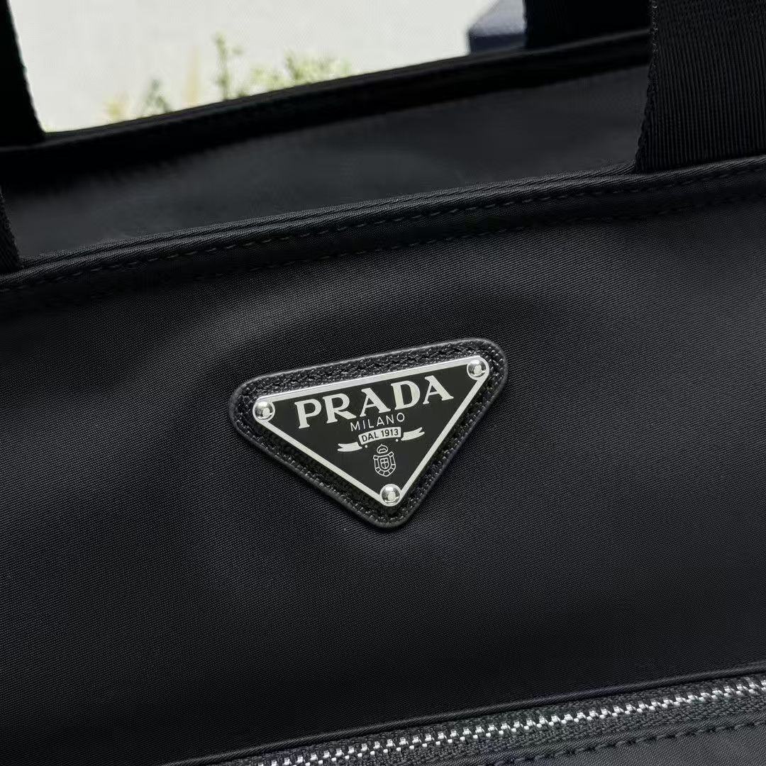 Prada Black Re-Nylon Tote | Recycled Material & Multiple Pockets