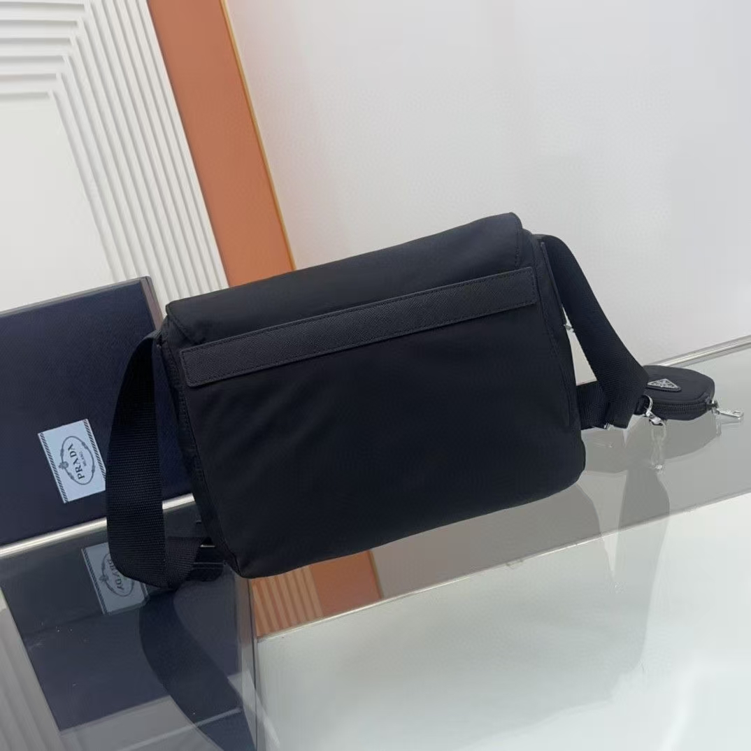 Prada Black Re-Nylon Shoulder Bag | Spacious Compartments & Detachable Pouch