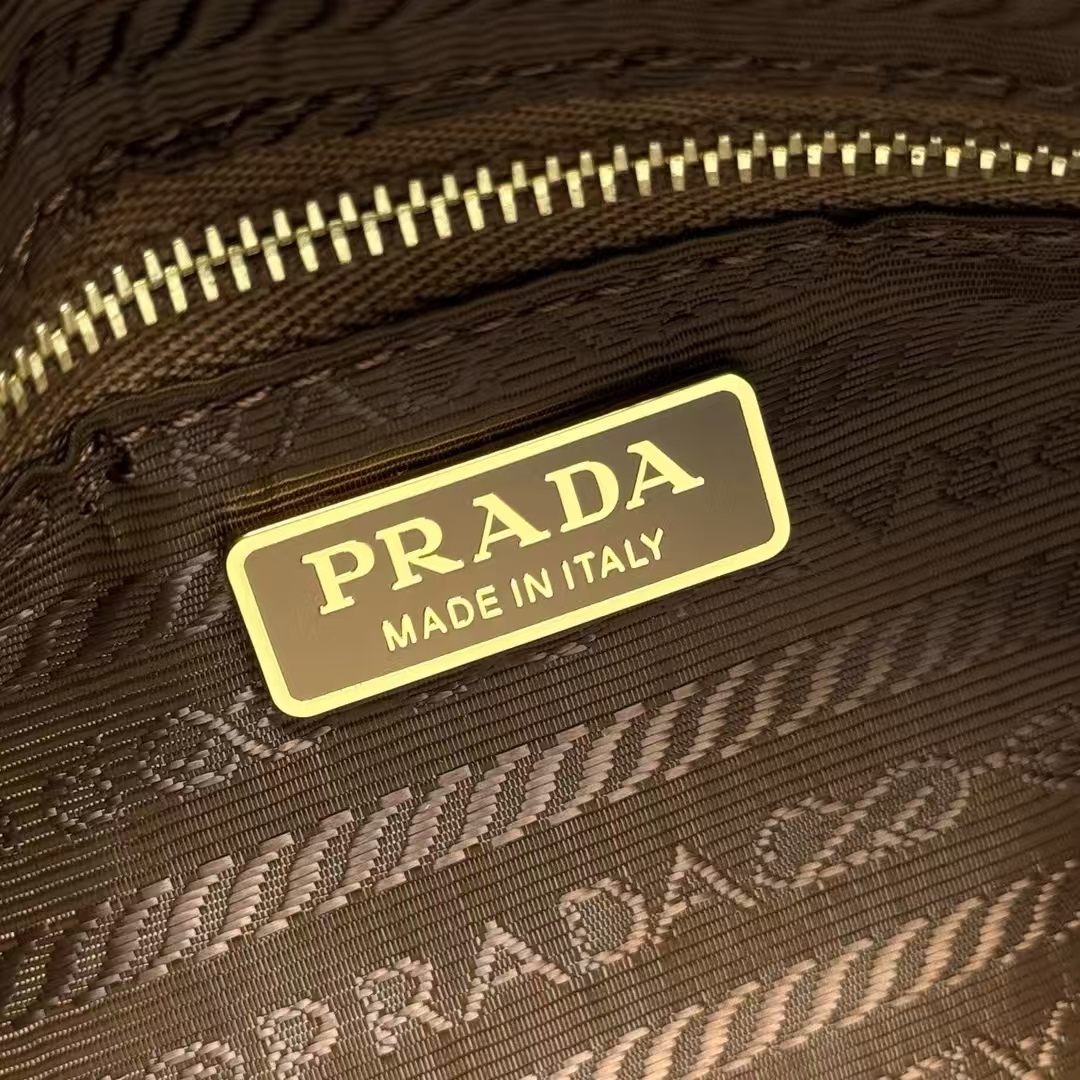 Prada Caramel Leather Clutch | Geometric Pattern & Warm Vintage Hue