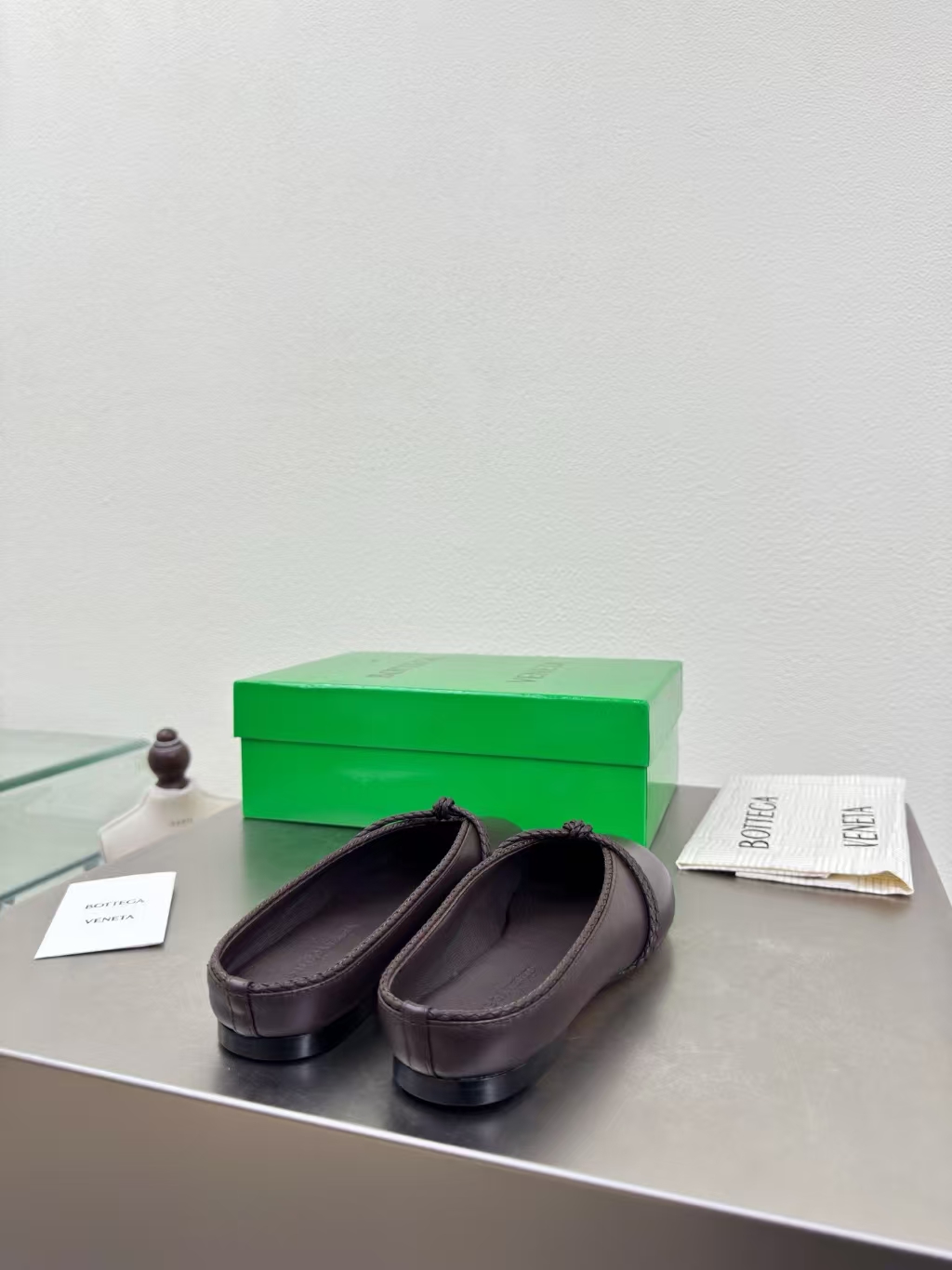 Bottega Veneta Black Knotted Mary Jane Lambskin Ballet Flat