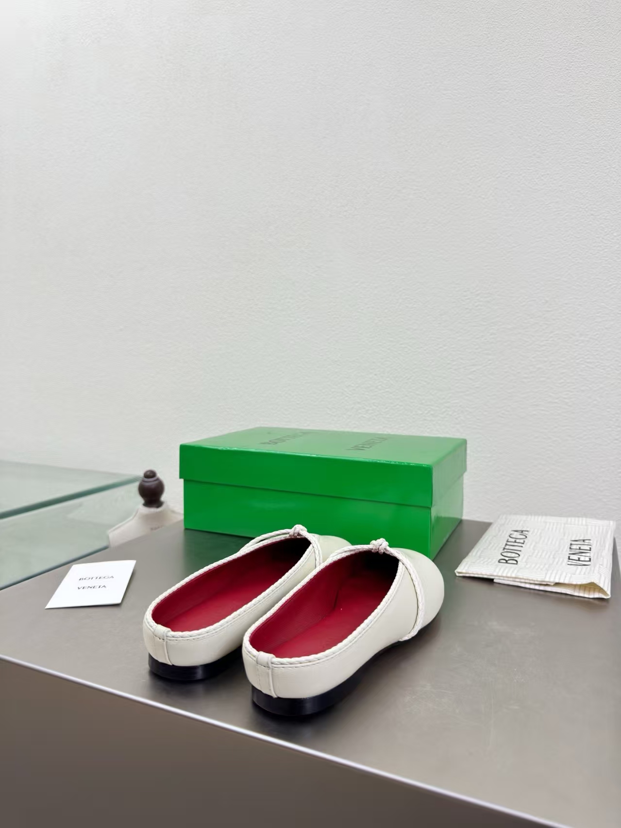 Bottega Veneta White Knotted Mary Jane Lambskin Ballet Flat