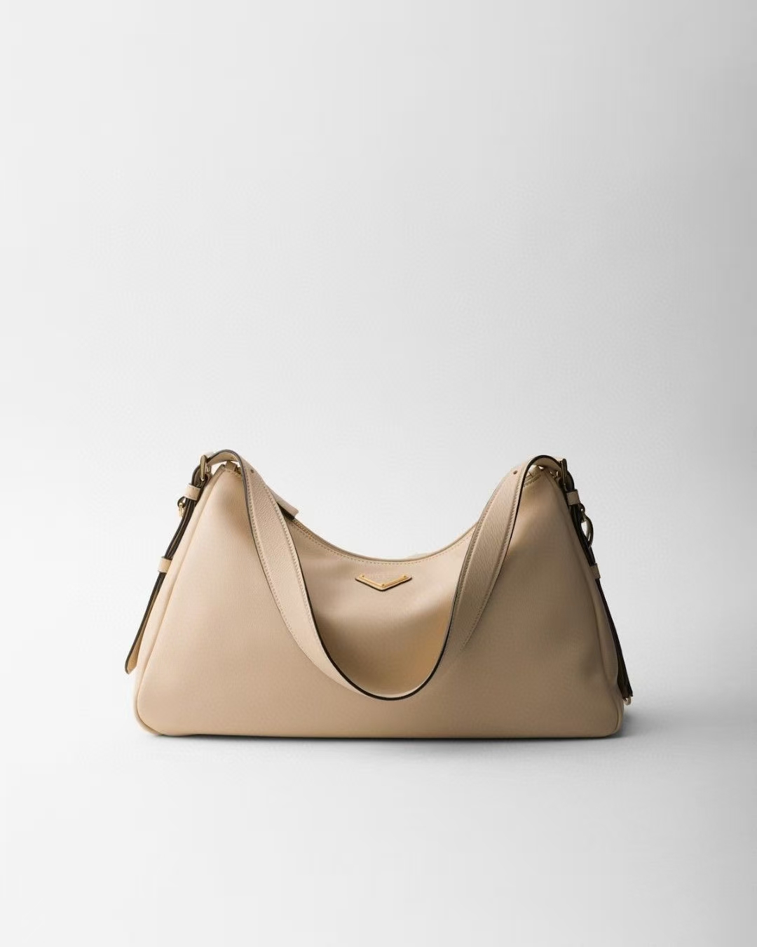 Prada Sand Large Aimée Leather Shoulder Bag | Elevated Neutral, 90s Minimalist Silhouette
