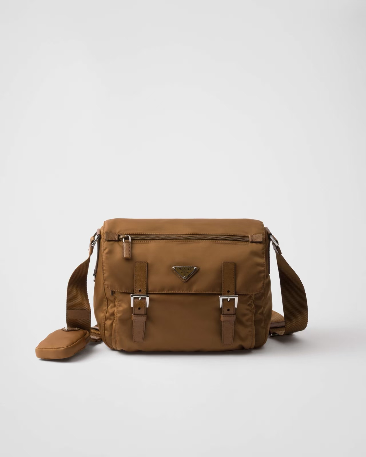 Prada Brandy Re-Nylon Shoulder Bag | Spacious Compartments & Detachable Pouch