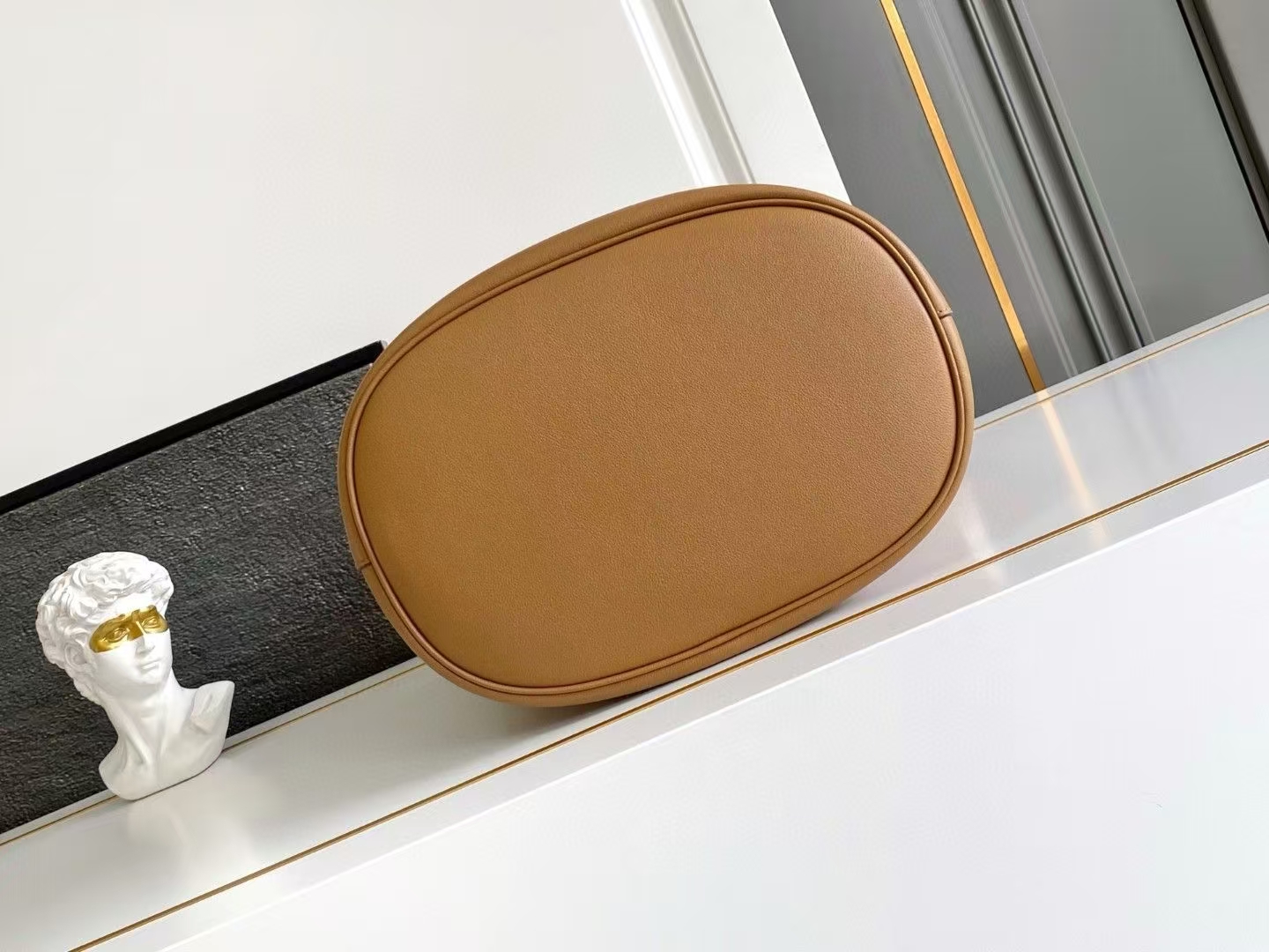 Prada Caramel Buckle Leather Bucket Bag | Vintage Hue & Strap Detail