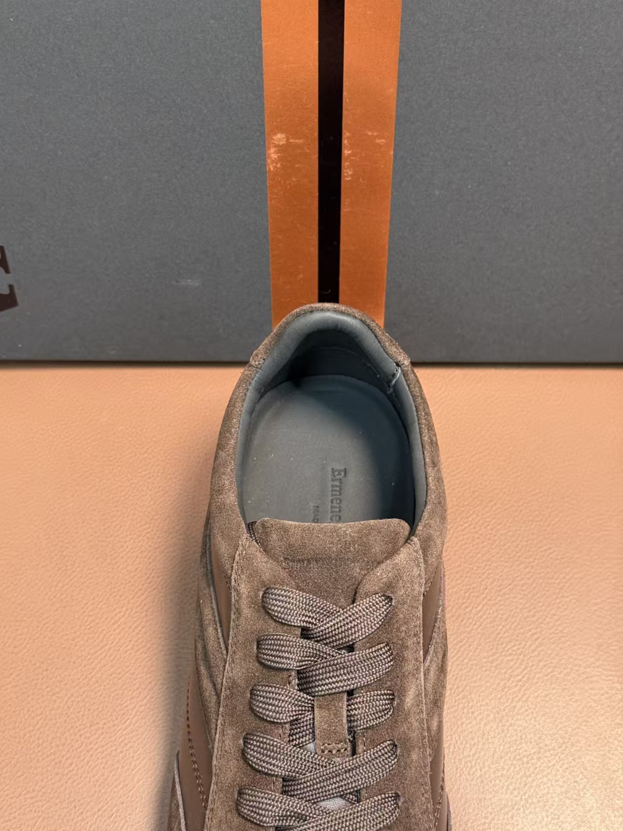 Zegna Triole Stitcht Monte Dark Brown Suede Casual Sneaker