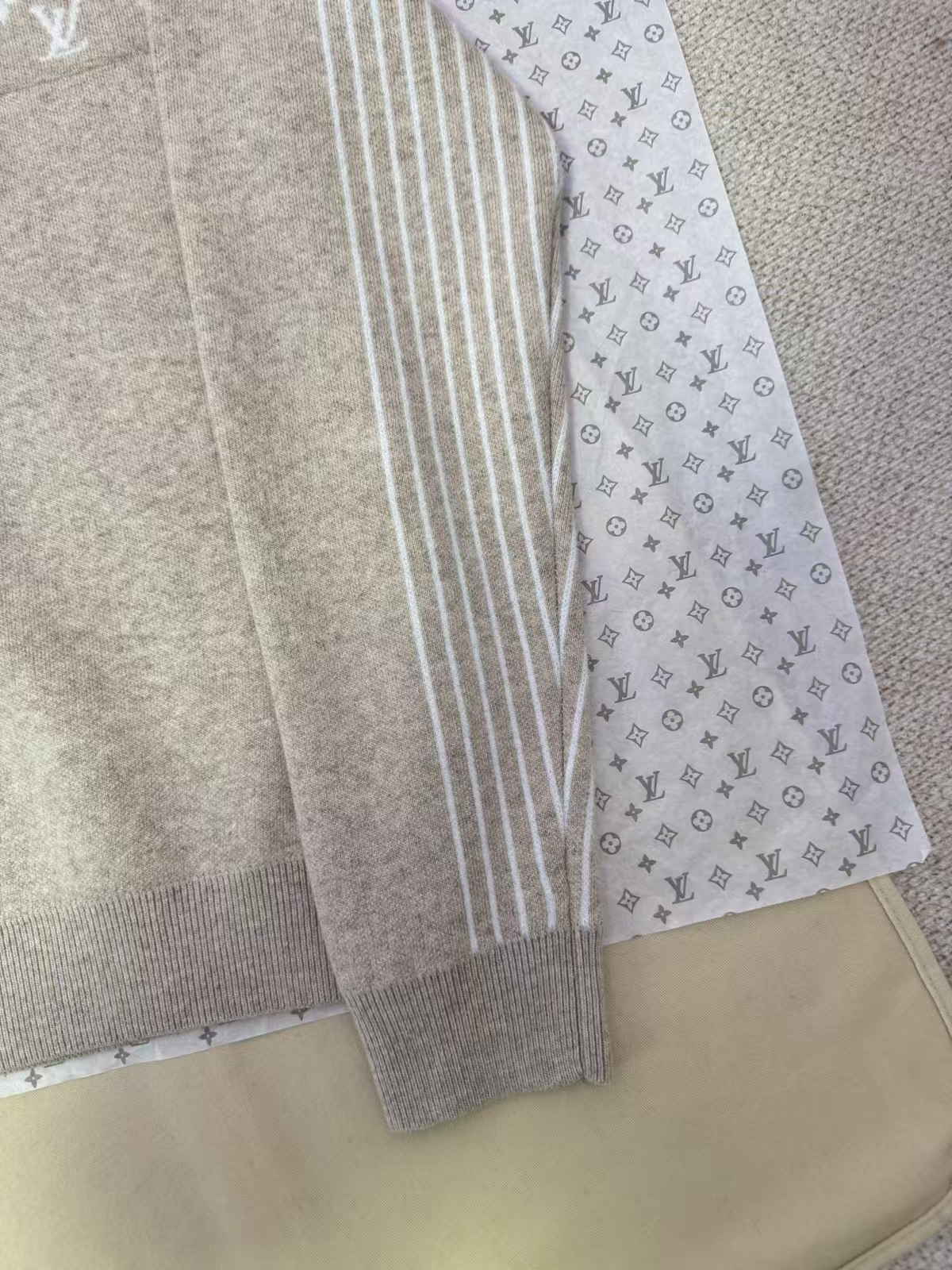 LOUIS VUITTON Letter-Patchwork Jacquard Half-Zip Wool Sweater