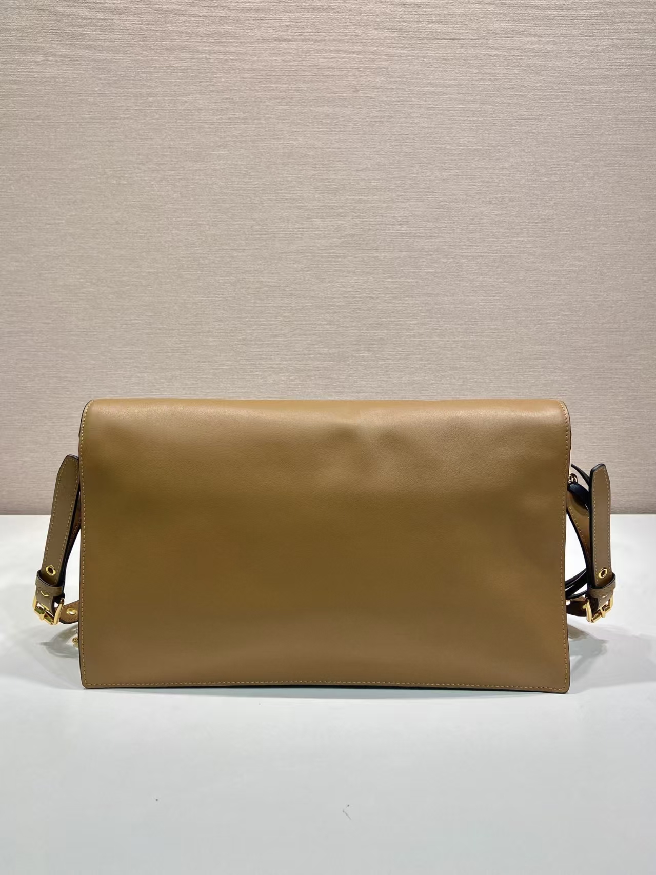 Prada Caramel Large Soft Sound Leather Shoulder Bag | Detachable Pendant & Warm Vintage Hue