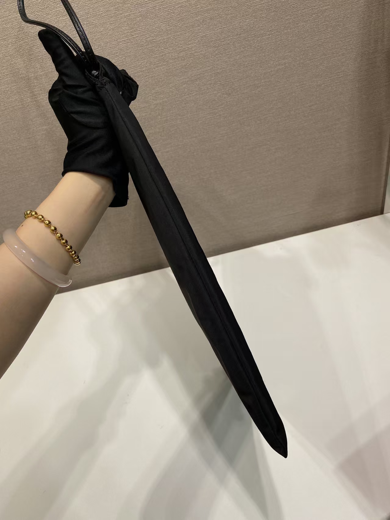 Prada Black Recycled Nylon Drawstring Pouch | Eco-Friendly & Leather Trim