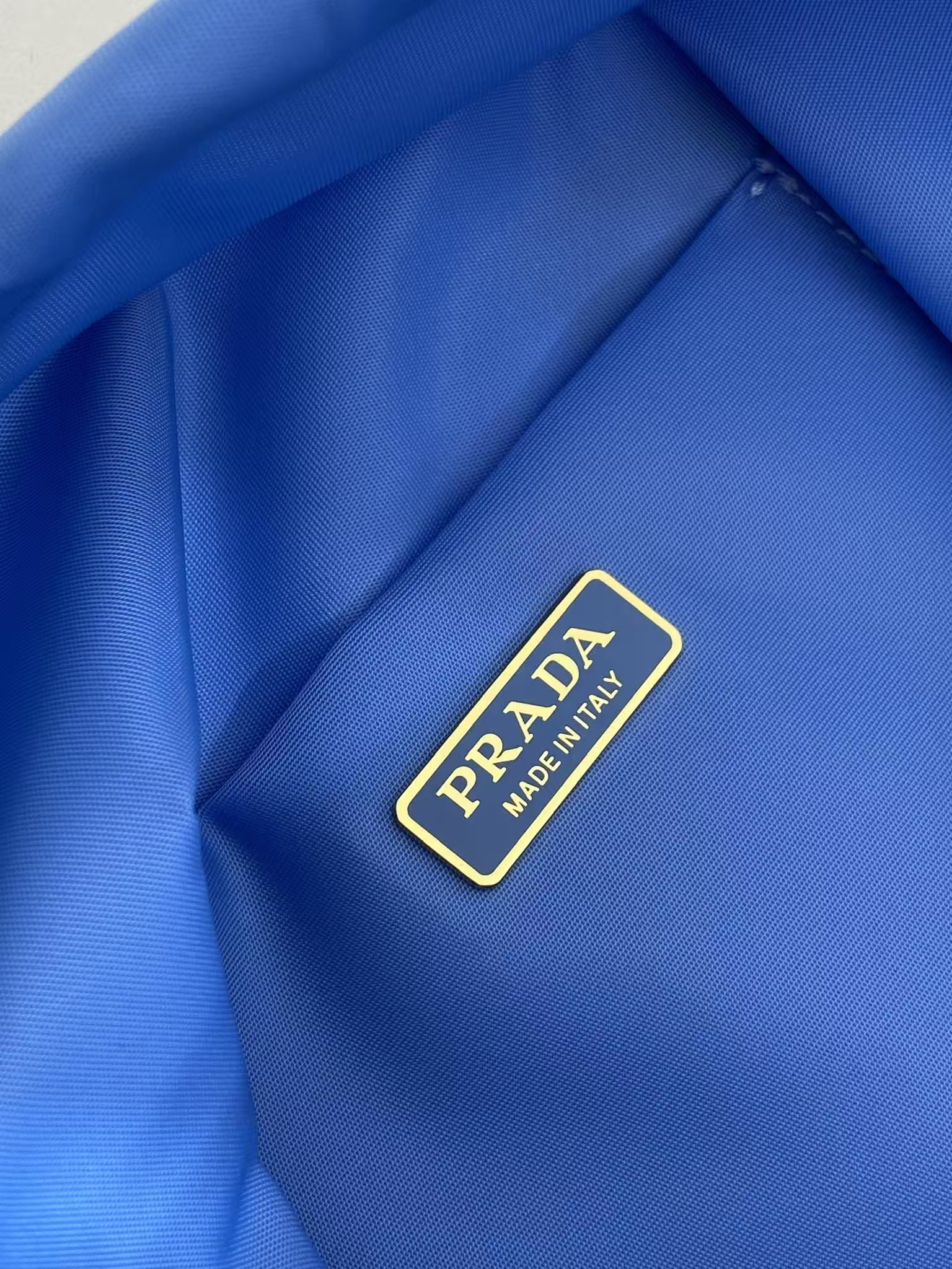 Prada Light Blue Recycled Nylon Drawstring Pouch | Fresh Hue & Leather Trim