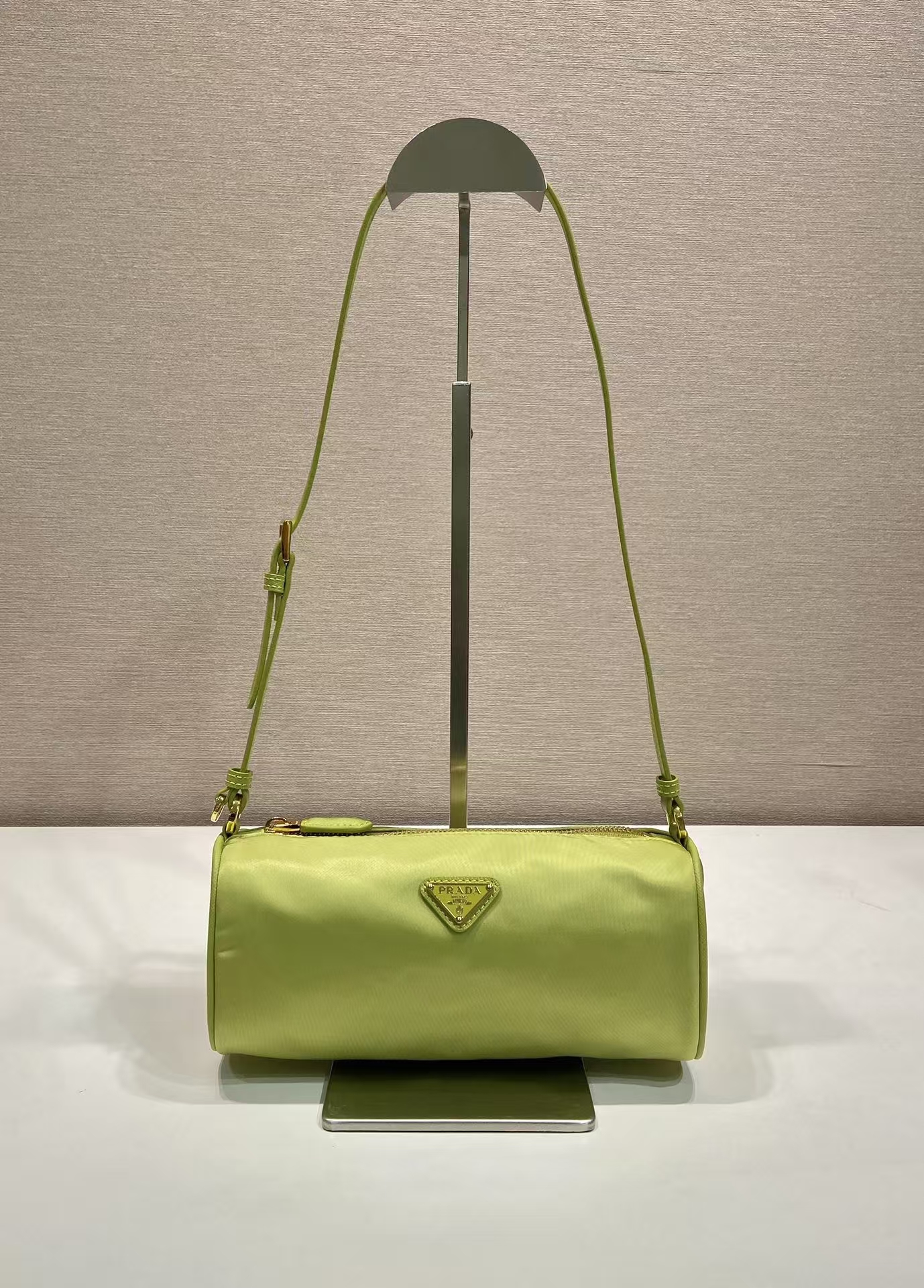 Prada Pale Sage Green Leather Clutch | Geometric Pattern & Fresh Spring Hue