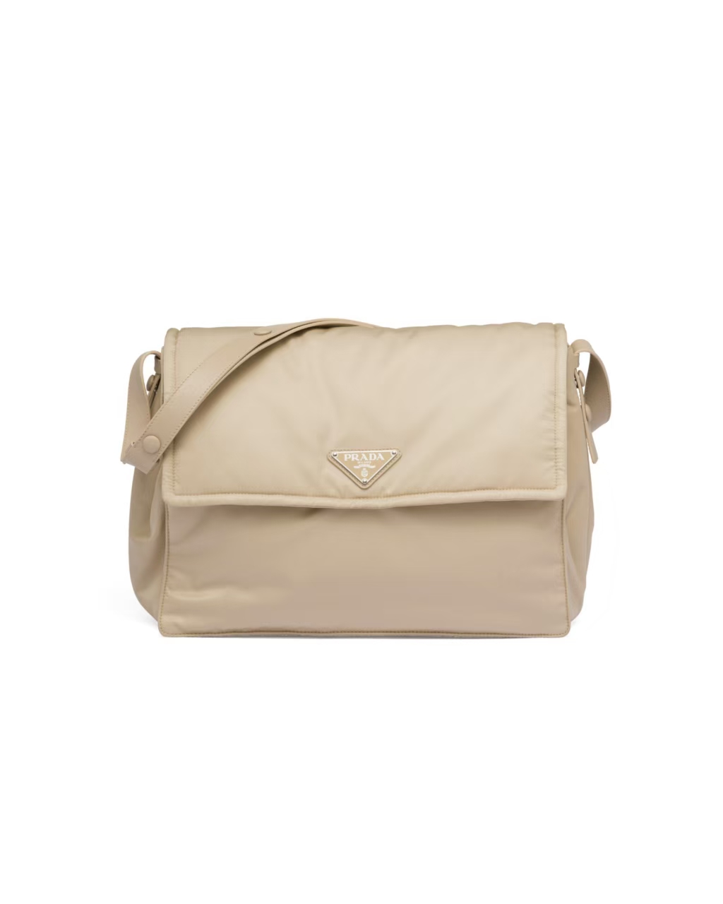 Prada Desert Yellow Large Quilted Re-Nylon Shoulder Bag | Padded Flap Design & Adjustable Leather Strap