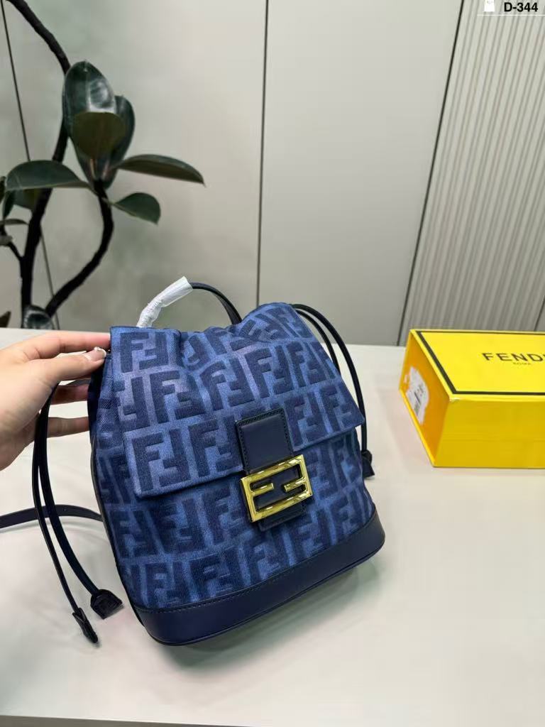 Fendi Navy Blue FF Jacquard Backpack