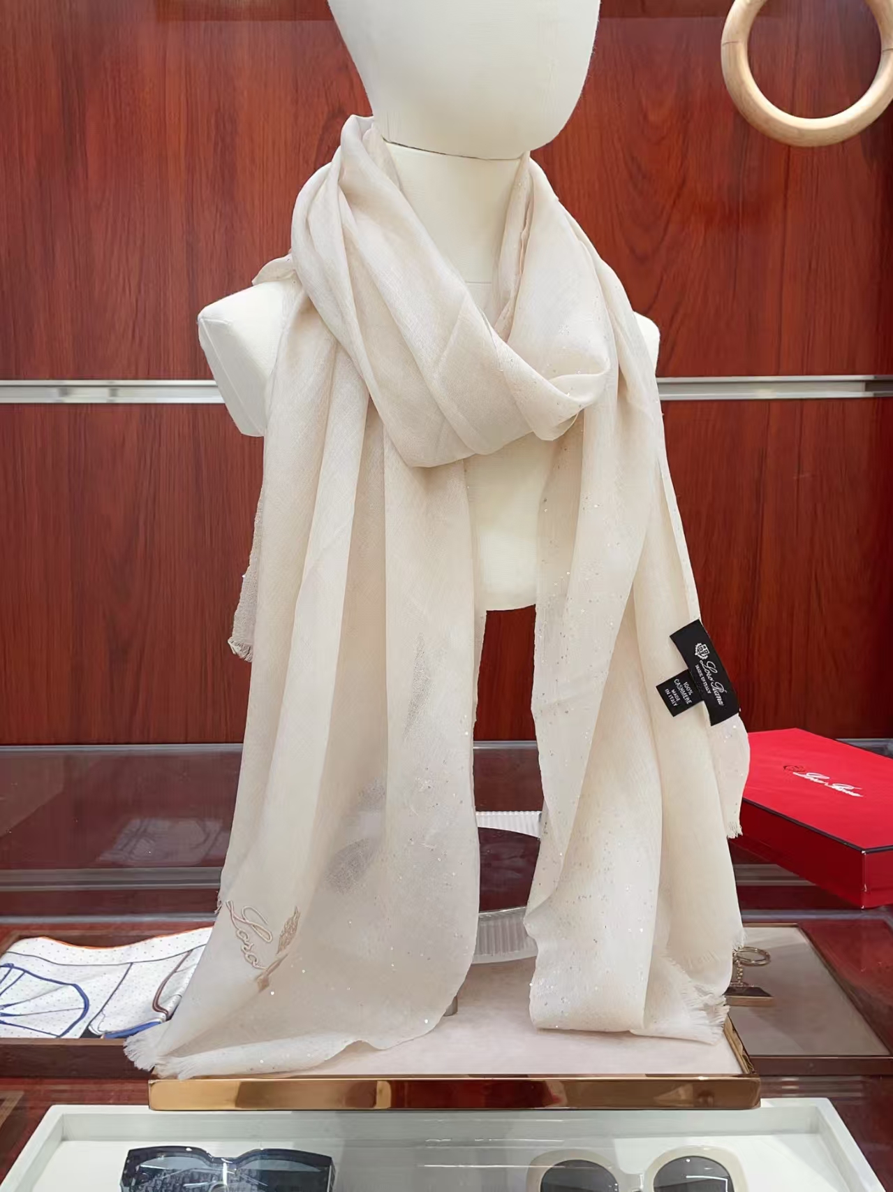 Loro Piana Solid-Color Shawl with Sequin Embellishment