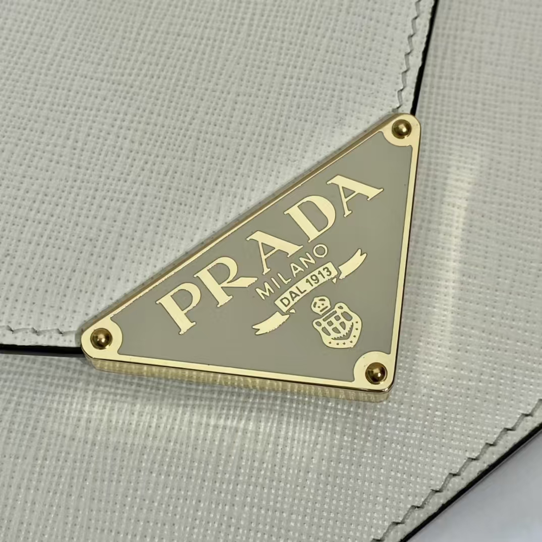 Prada White Saffiano Leather Shoulder Bag | Flap Design & Detachable Chain Strap
