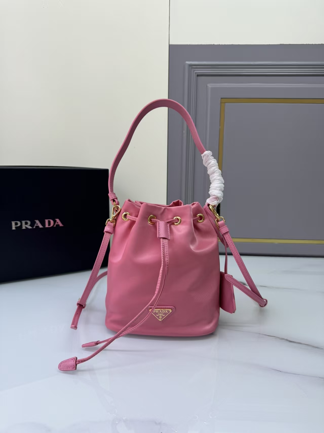 Prada Begonia Pink Re-Edition 1978 Re-Nylon Mini Bag | Iconic Barrel Silhouette & Soft Vintage Charm