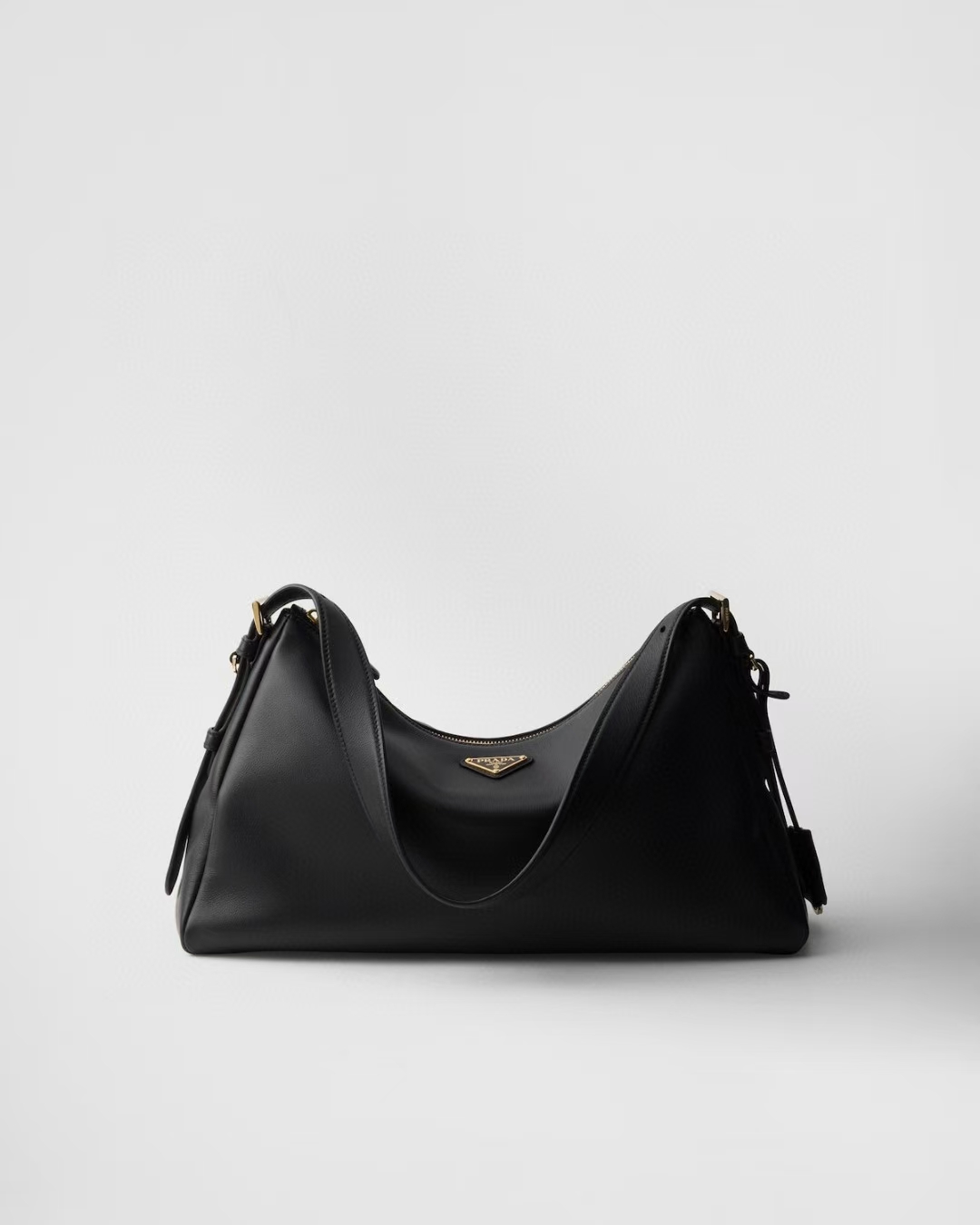 Prada Black Large Aimée Leather Shoulder Bag | 90s Minimalist Design, Spacious Work Tote