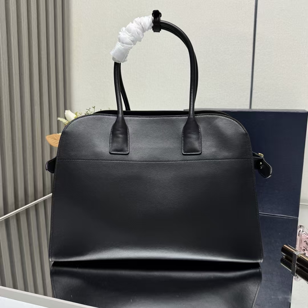 Prada Black Large Leather Tote | Structured Silhouette & Spacious Interior