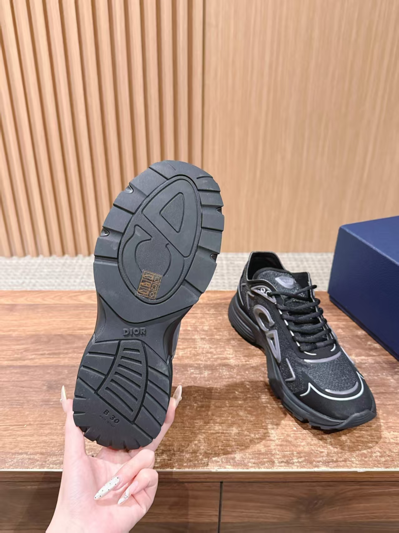 Christian Dior B30 Black Leather & Mesh Casual Sneaker