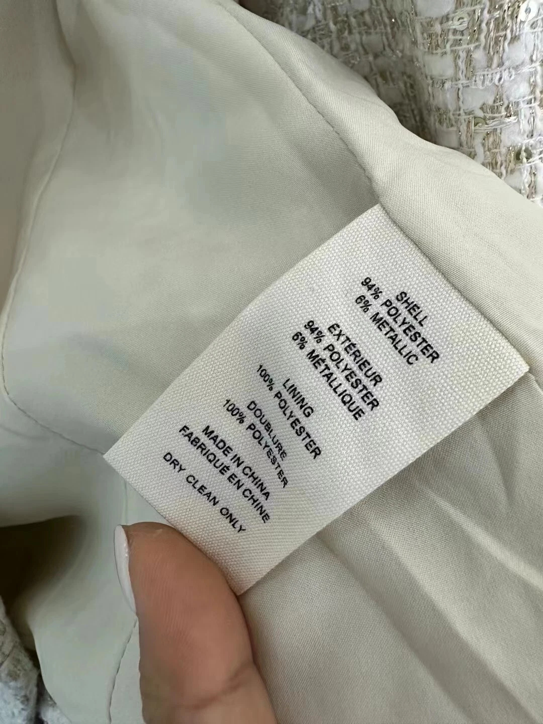 Women AUTH L'AGENCE Brooke Open-Front Tweed Blazer Coat Jacket Ivory Light Gold