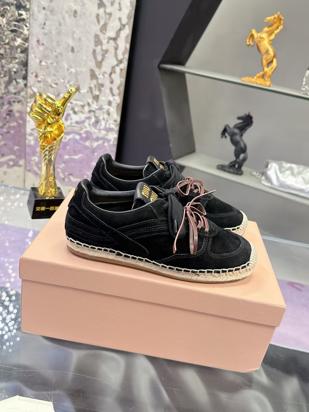 Miu Miu Round-Toe Suede Flats in Black | Lightweight & Comfortable