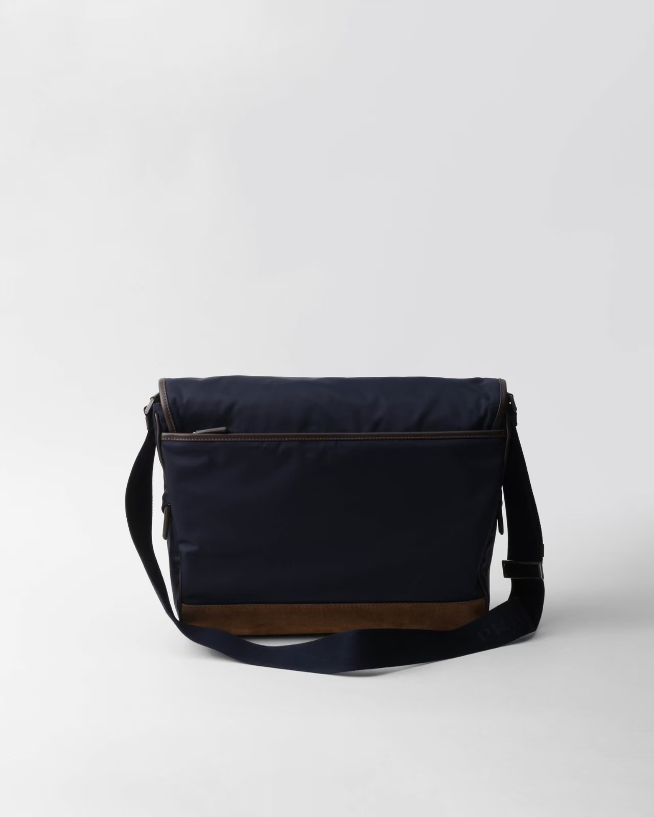 Prada Blue/Brown Large Re-Nylon & Leather Shoulder Bag | Sporty Color Block & Utility Pockets
